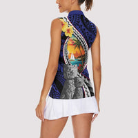 Hafa Adai Guam Seal Latte Stones Artwork Women Sleeveless Polo Shirt