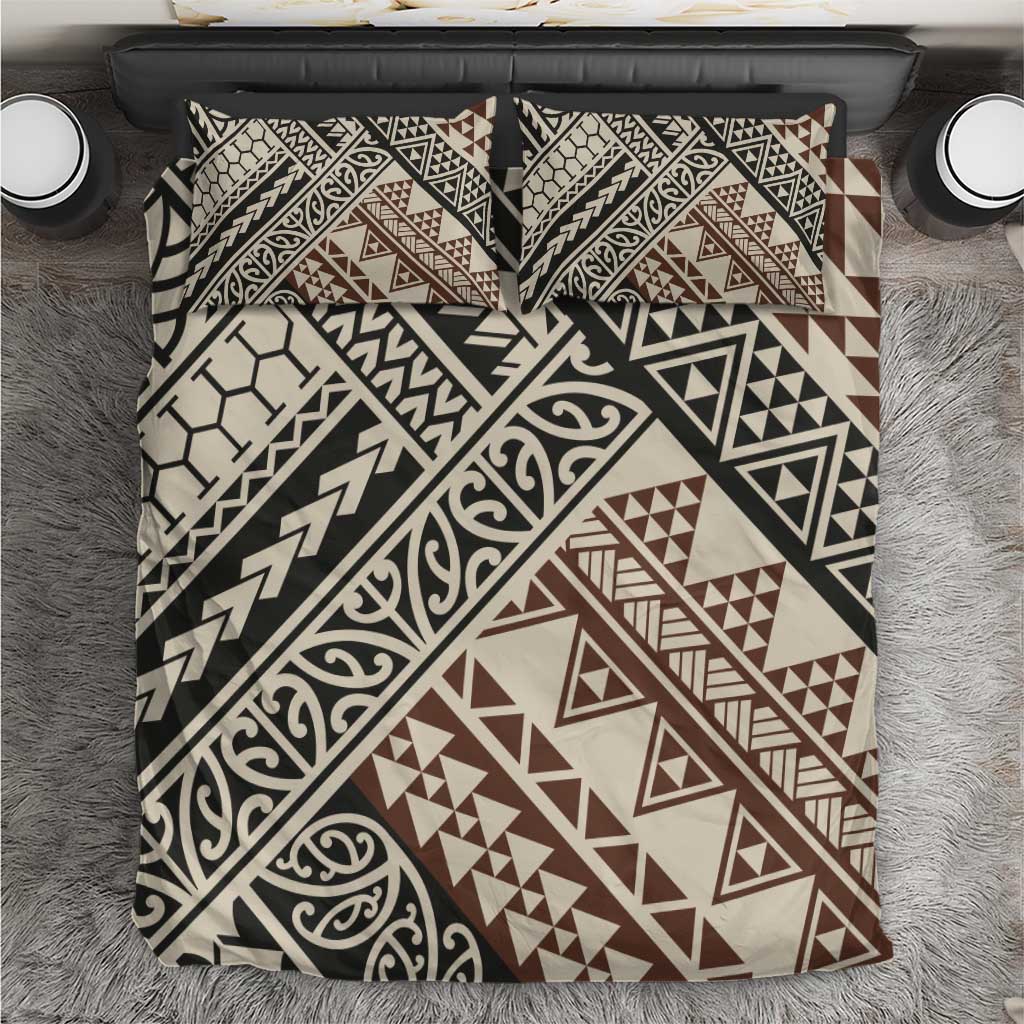 Niho Taniwha Kowhaiwhai Bedding Set LT9 Beige - Polynesian Pride