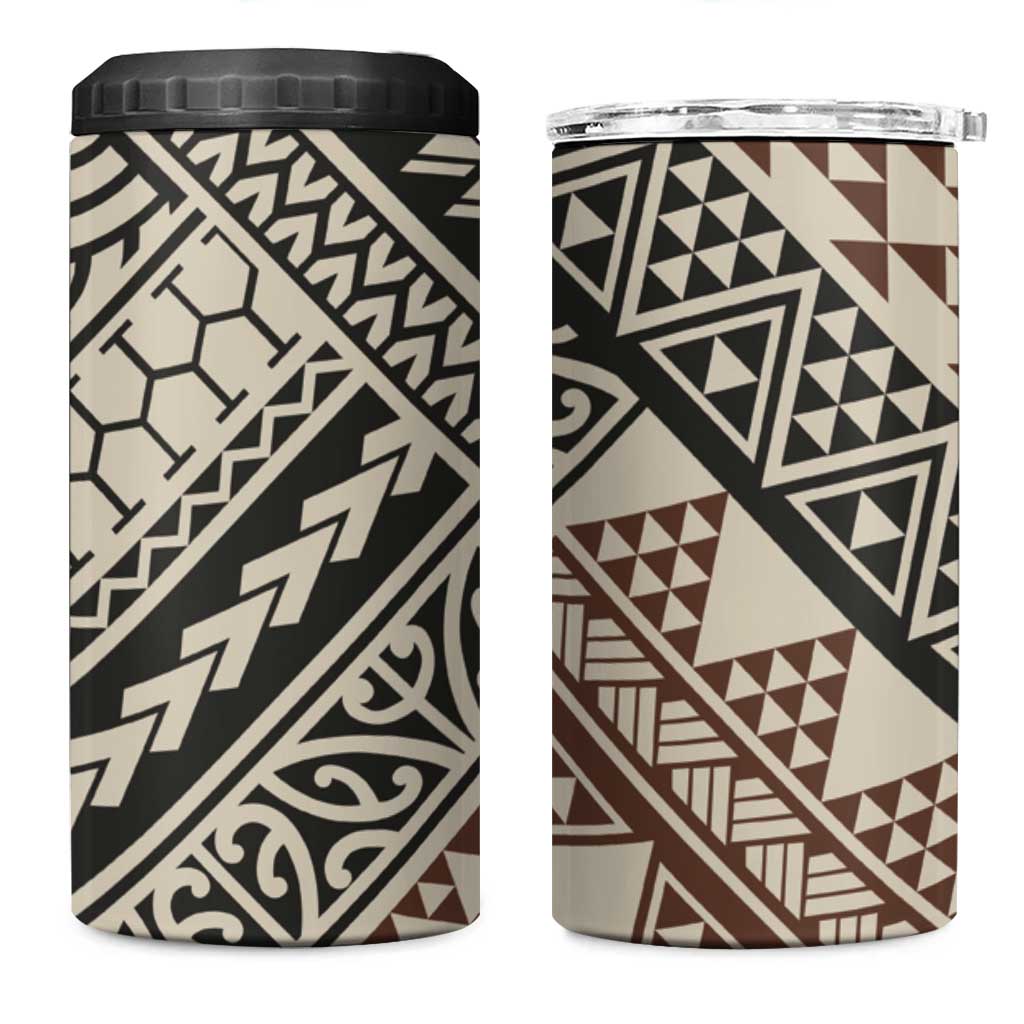 Niho Taniwha Kowhaiwhai 4 in 1 Can Cooler Tumbler LT9 One Size: 16 oz Beige - Polynesian Pride