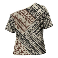 Niho Taniwha Kowhaiwhai Cross Shoulder Shirt - Polynesian Pride
