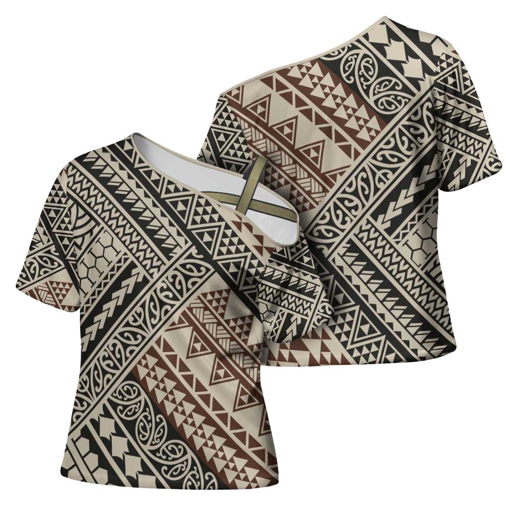 Niho Taniwha Kowhaiwhai Cross Shoulder Shirt - Polynesian Pride