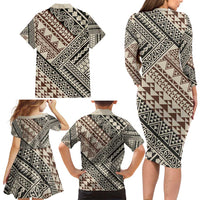 Niho Taniwha Kowhaiwhai Family Matching Long Sleeve Bodycon Dress and Hawaiian Shirt LT9 - Polynesian Pride