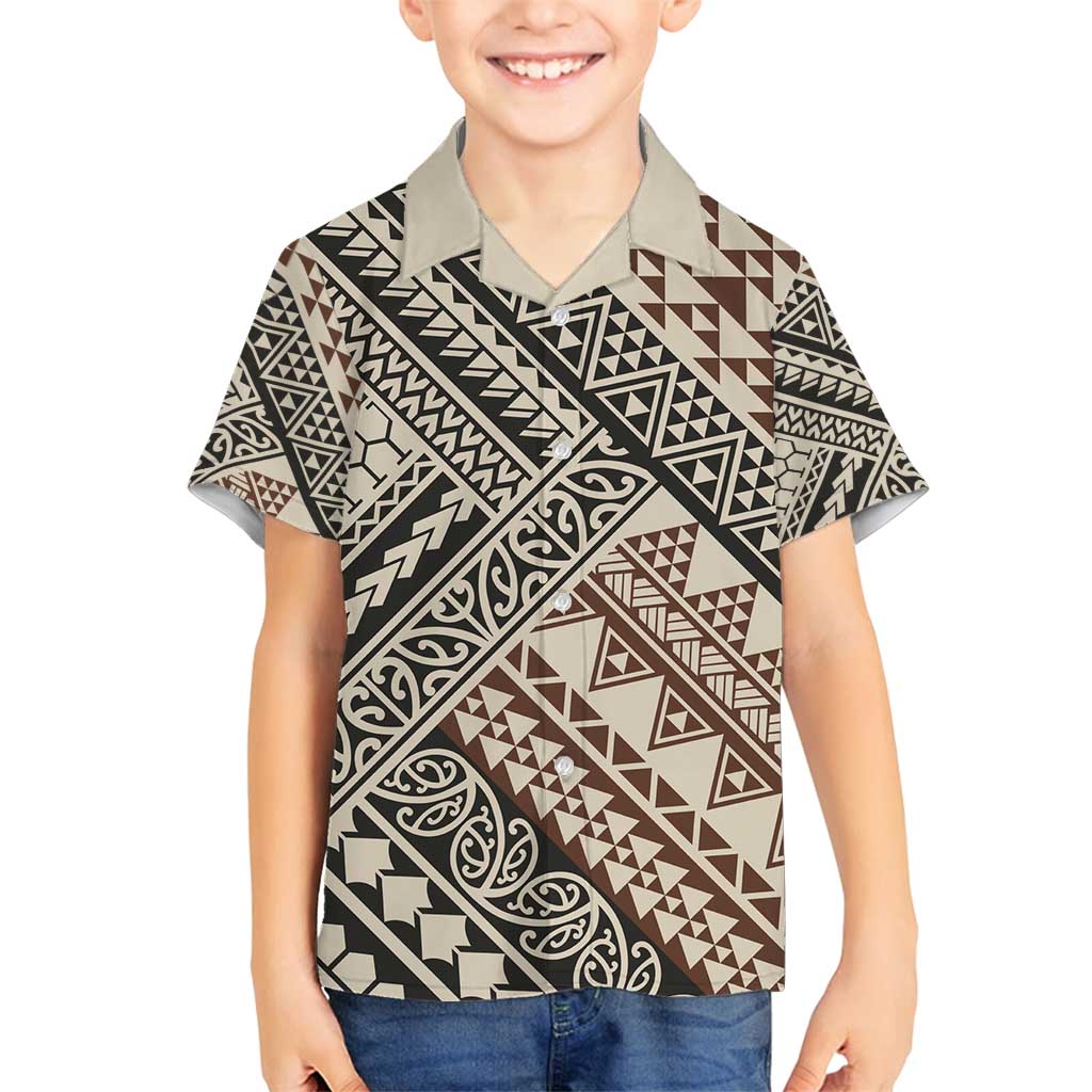 Niho Taniwha Kowhaiwhai Family Matching Off Shoulder Maxi Dress and Hawaiian Shirt