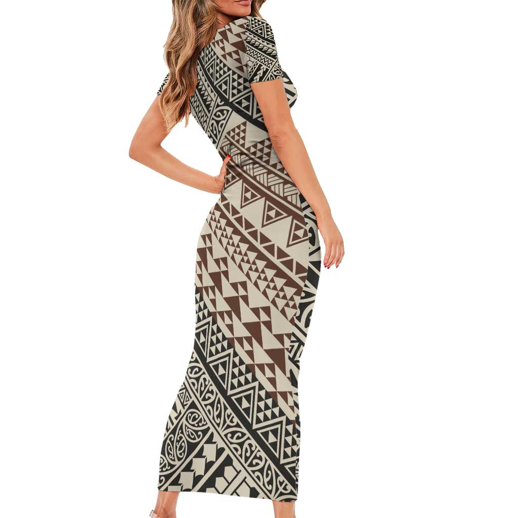 Niho Taniwha Kowhaiwhai Family Matching Short Sleeve Bodycon Dress and Hawaiian Shirt LT9 - Polynesian Pride