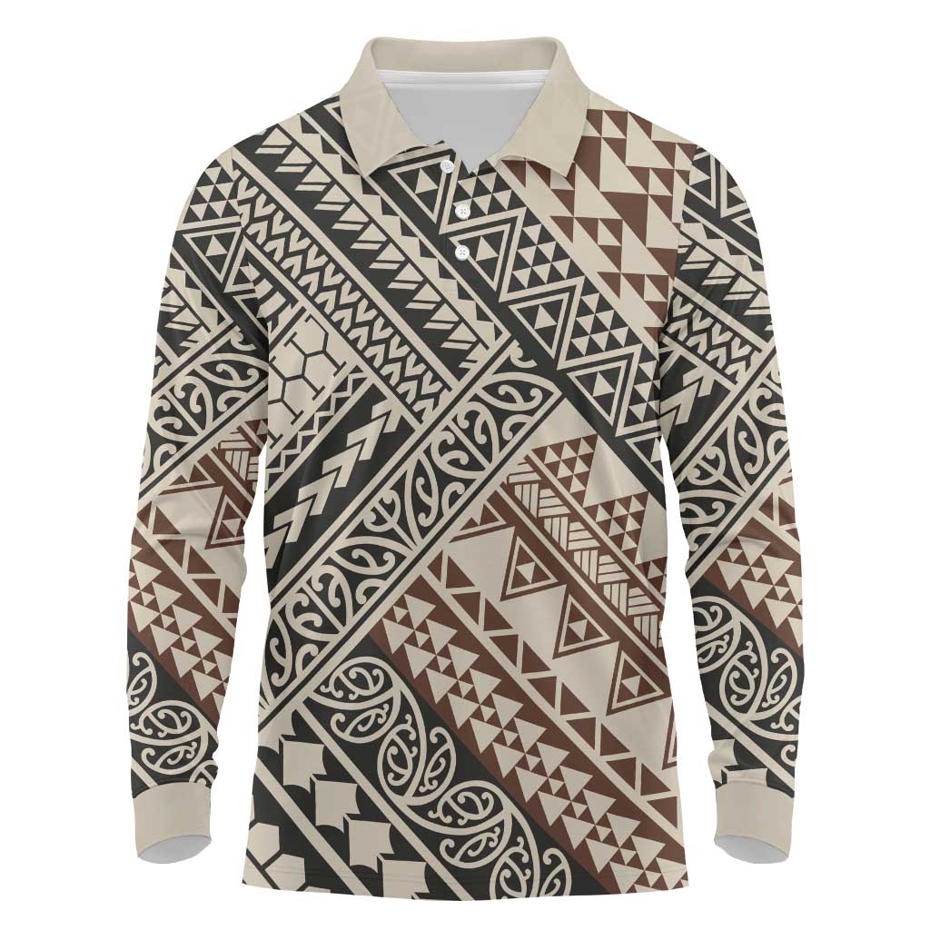 Niho Taniwha Kowhaiwhai Long Sleeve Polo Shirt