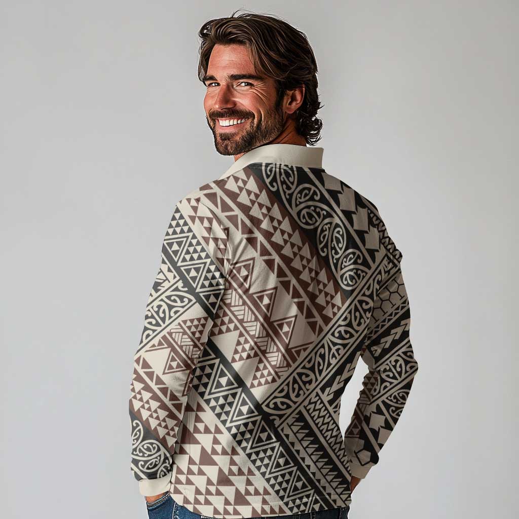 Niho Taniwha Kowhaiwhai Long Sleeve Polo Shirt