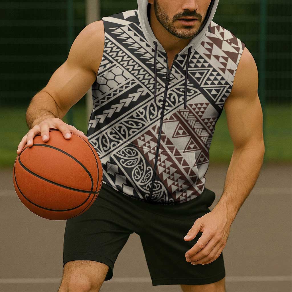 Niho Taniwha Kowhaiwhai Sleeveless Zip Hoodie - Polynesian Pride