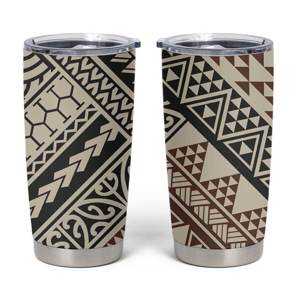 Niho Taniwha Kowhaiwhai Tumbler Cup LT9 Beige - Polynesian Pride