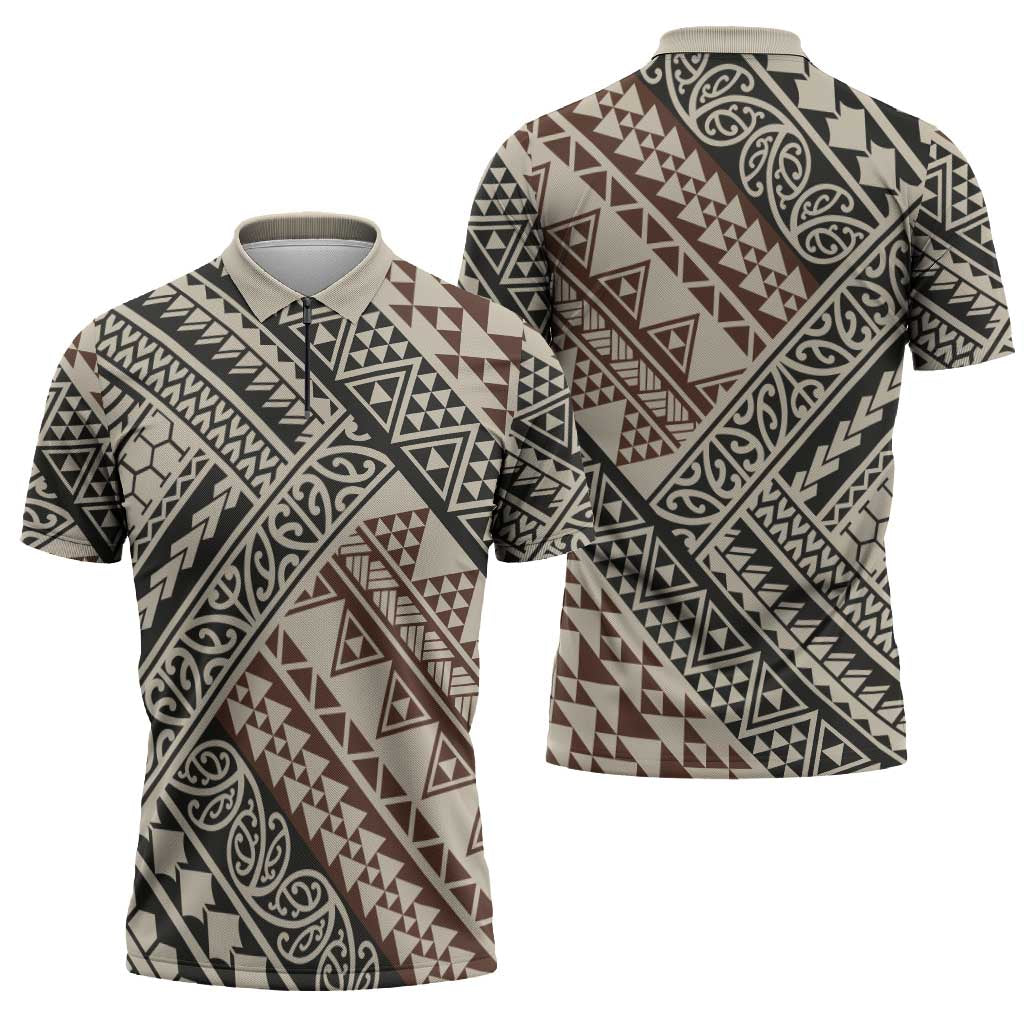 Niho Taniwha Kowhaiwhai Zipper Polo Shirt - Polynesian Pride