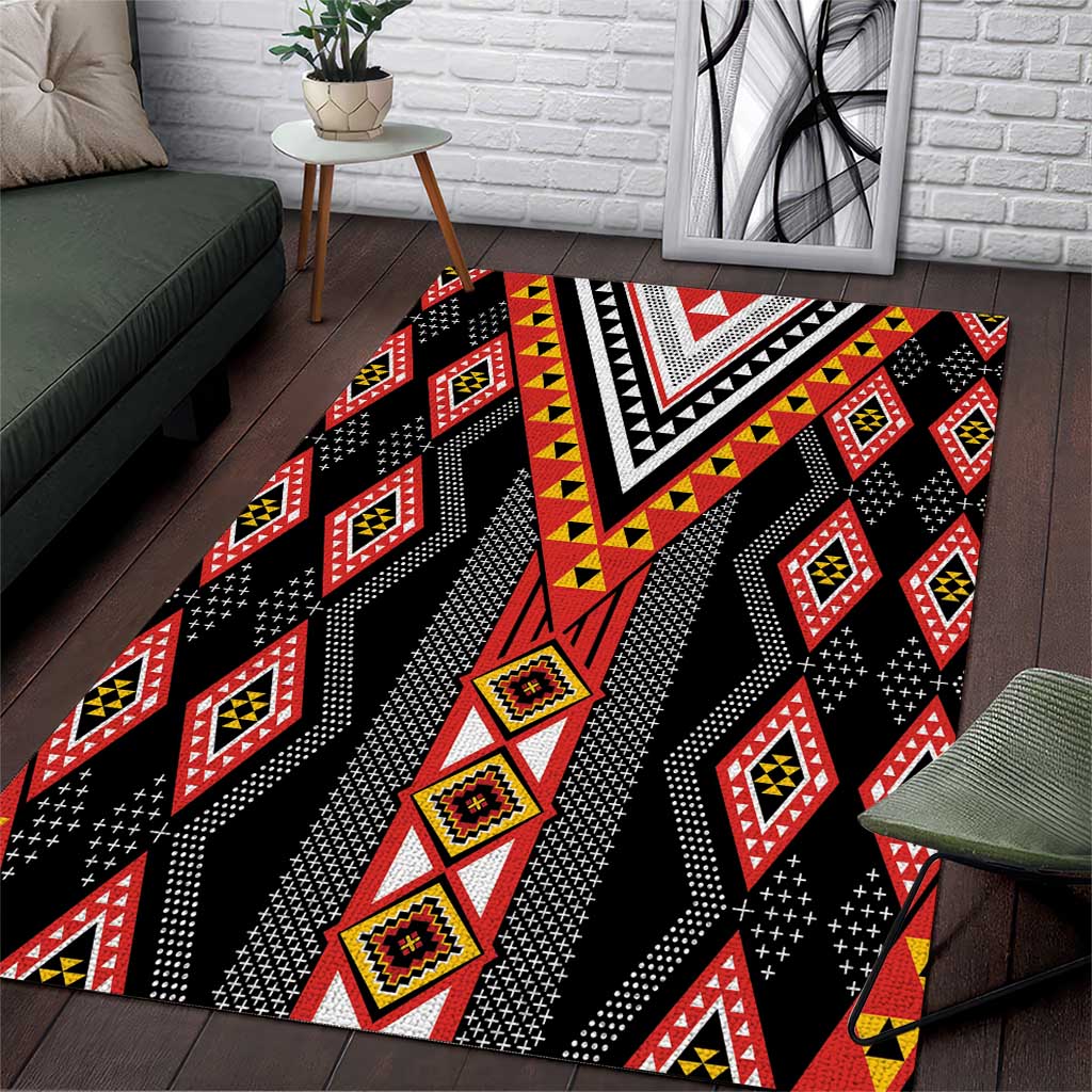 Niho Taniwha Taniko Motif Area Rug LT9 Red - Polynesian Pride