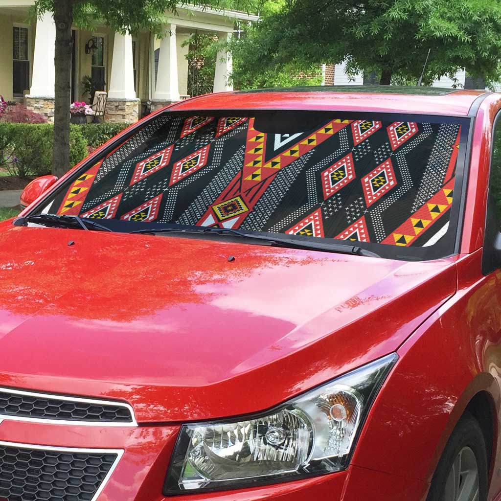 Niho Taniwha Taniko Motif Auto Sun Shade - Polynesian Pride