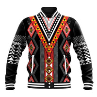 Niho Taniwha Taniko Motif Baseball Jacket