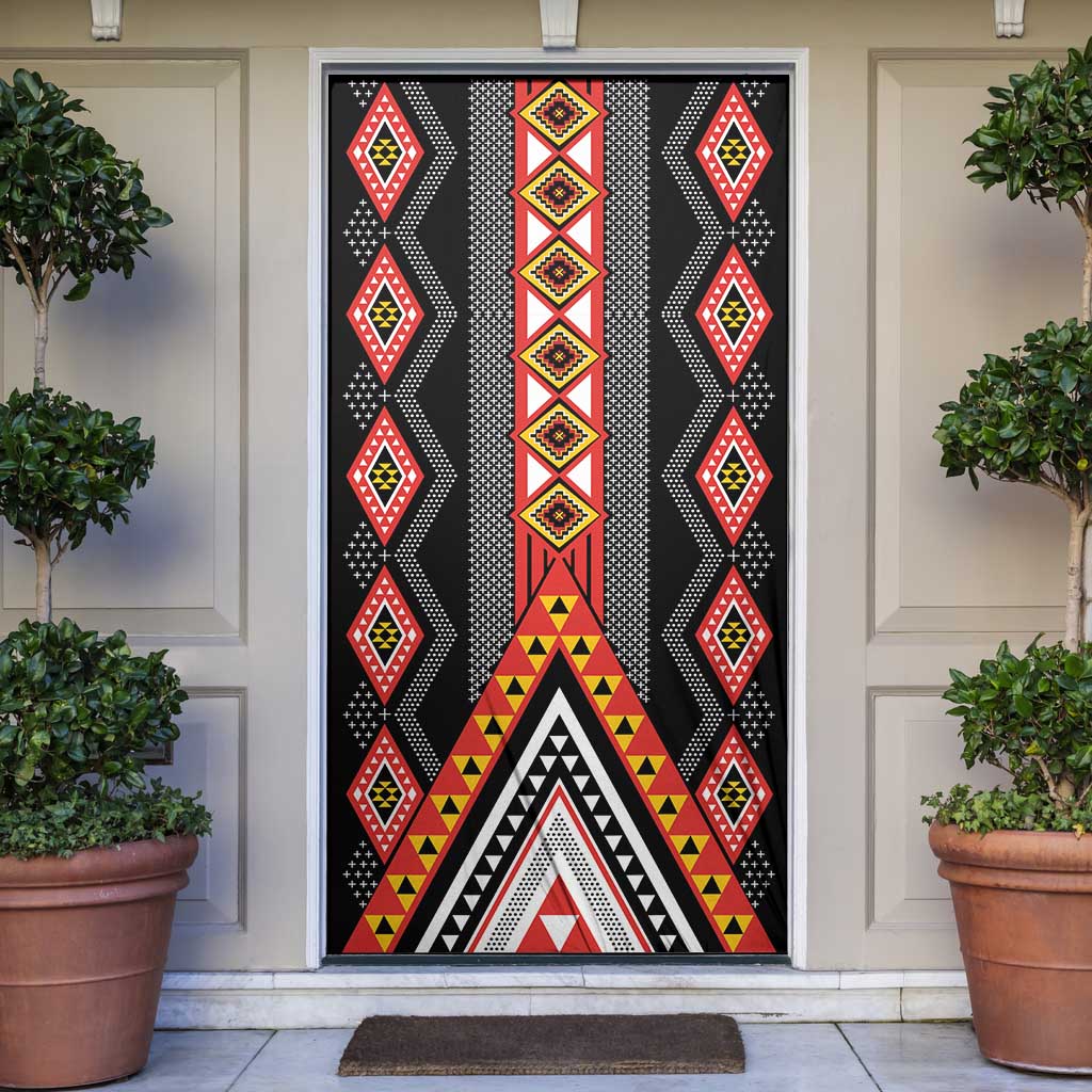 Niho Taniwha Taniko Motif Door Cover LT9 Red - Polynesian Pride