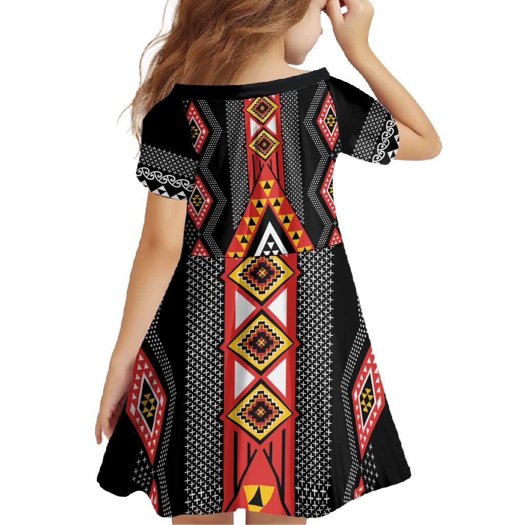 Niho Taniwha Taniko Motif Family Matching Summer Maxi Dress and Hawaiian Shirt