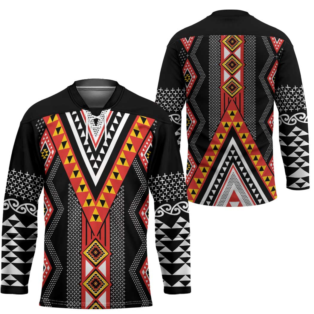 Niho Taniwha Taniko Motif Hockey Jersey - Polynesian Pride