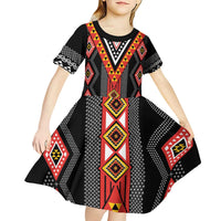 Niho Taniwha Taniko Motif Kid Short Sleeve Dress