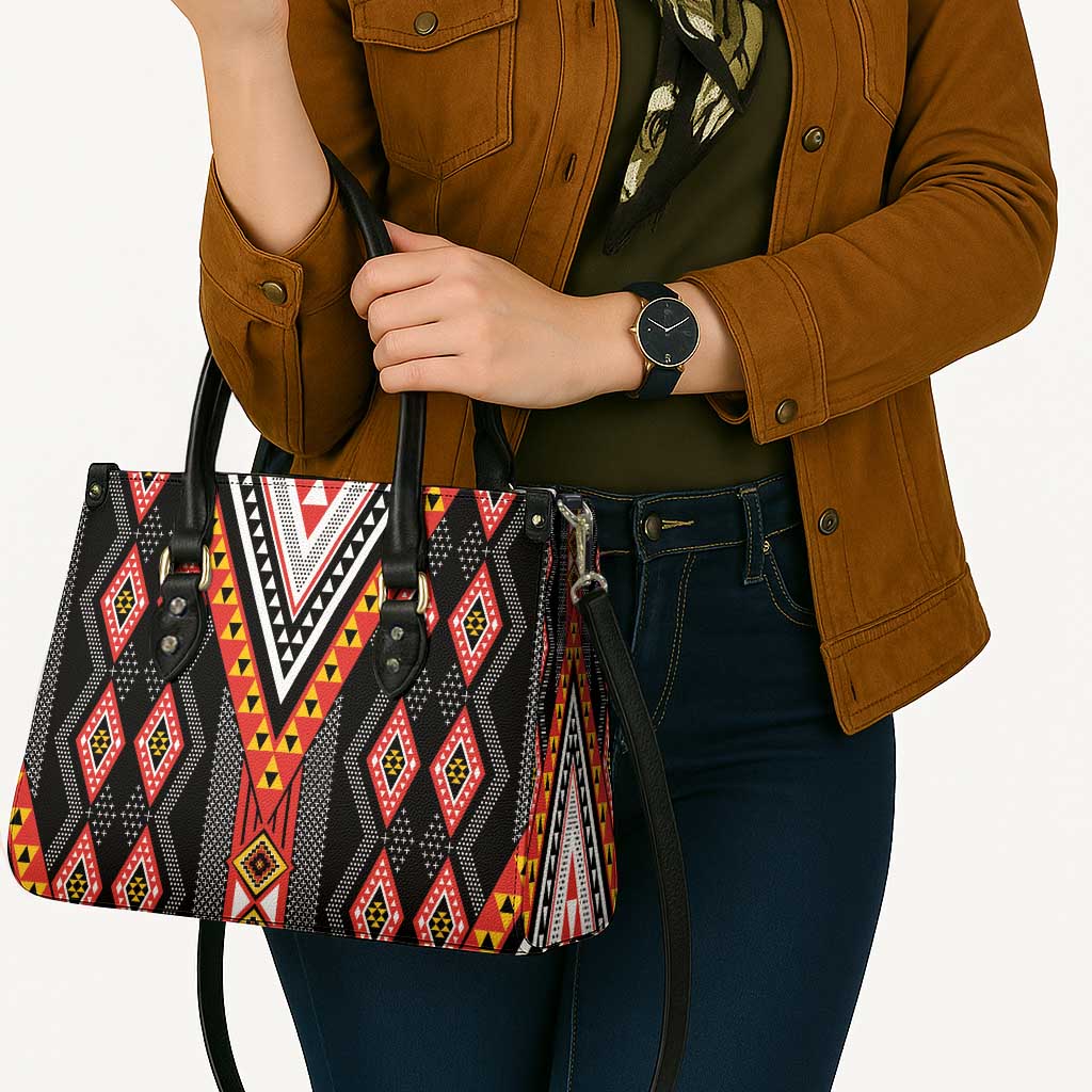 Niho Taniwha Taniko Motif Leather Bag - Polynesian Pride