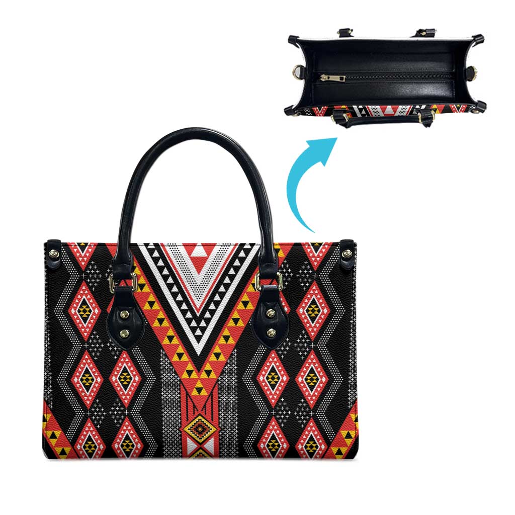 Niho Taniwha Taniko Motif Leather Bag - Polynesian Pride
