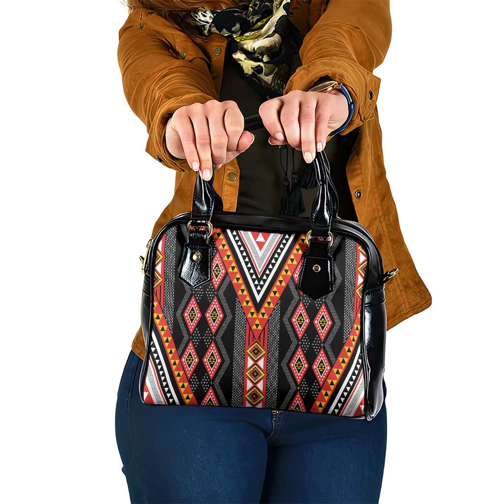 Niho Taniwha Taniko Motif Shoulder Handbag LT9 One Size Red - Polynesian Pride