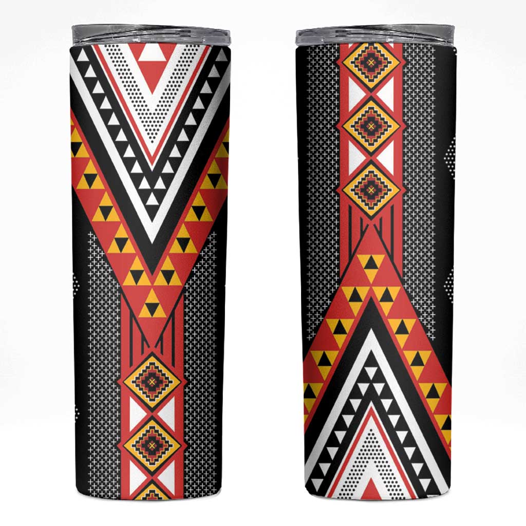 Niho Taniwha Taniko Motif Skinny Tumbler LT9 Red - Polynesian Pride