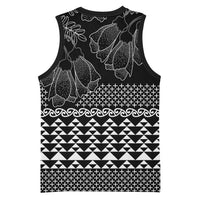 Black Taniko Kowhaiwhai Tukutuku Motif Basketball Jersey - Polynesian Pride