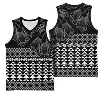 Black Taniko Kowhaiwhai Tukutuku Motif Basketball Jersey - Polynesian Pride