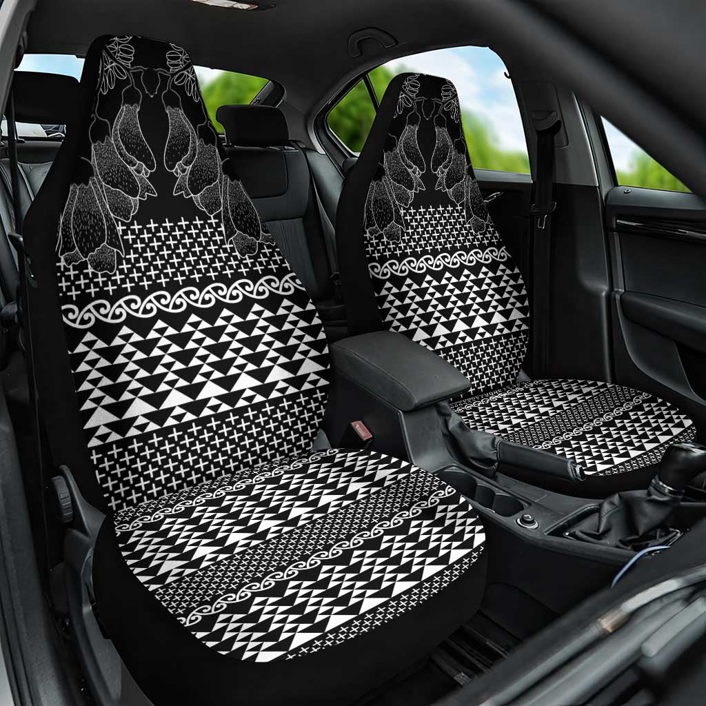 Black Taniko Kowhaiwhai Tukutuku Motif Car Seat Cover LT9 One Size Black - Polynesian Pride
