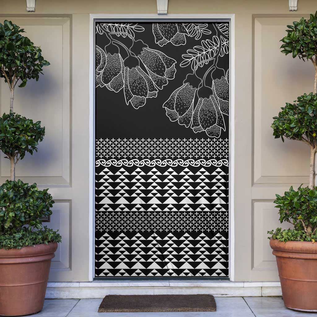 Black Taniko Kowhaiwhai Tukutuku Motif Door Cover LT9 Black - Polynesian Pride