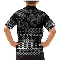 Black Taniko Kowhaiwhai Tukutuku Motif Family Matching Mermaid Dress and Hawaiian Shirt LT9 - Polynesian Pride