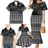 Black Taniko Kowhaiwhai Tukutuku Motif Family Matching Mermaid Dress and Hawaiian Shirt LT9 - Polynesian Pride