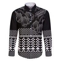 Black Taniko Kowhaiwhai Tukutuku Motif Family Matching Puletasi and Hawaiian Shirt