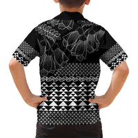 Black Taniko Kowhaiwhai Tukutuku Motif Family Matching Summer Maxi Dress and Hawaiian Shirt LT9 - Polynesian Pride
