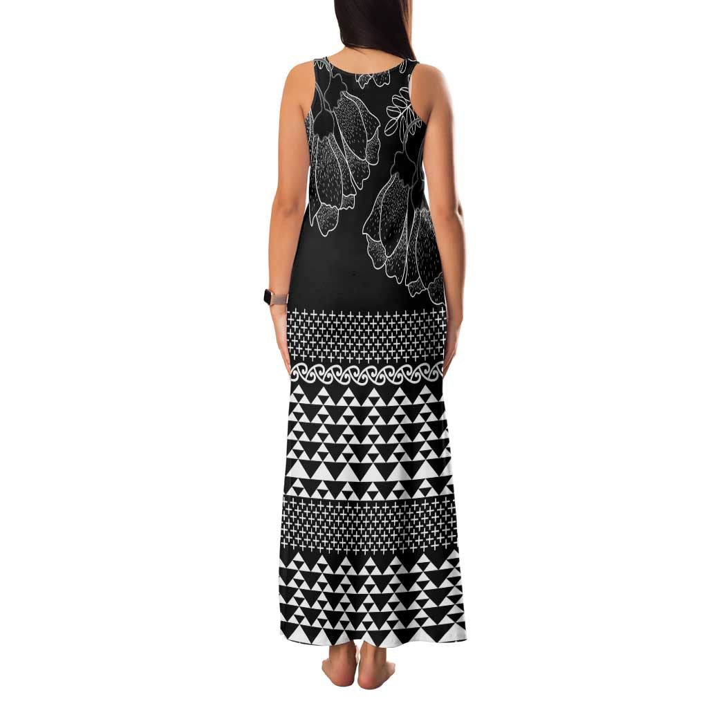 Black Taniko Kowhaiwhai Tukutuku Motif Family Matching Tank Maxi Dress and Hawaiian Shirt LT9 - Polynesian Pride