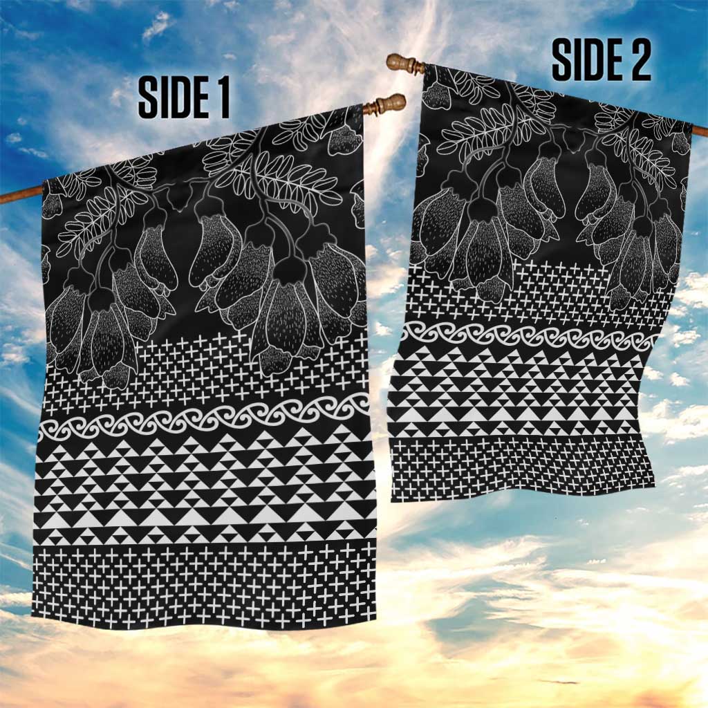 Black Taniko Kowhaiwhai Tukutuku Motif Garden Flag LT9 - Polynesian Pride