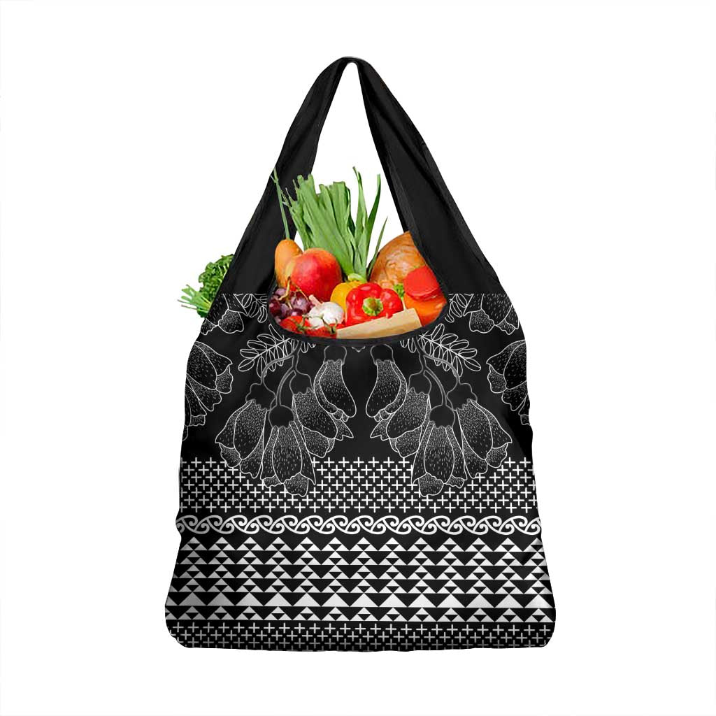 Black Taniko Kowhaiwhai Tukutuku Motif Grocery Bag LT9 1-pack One Size Black - Polynesian Pride