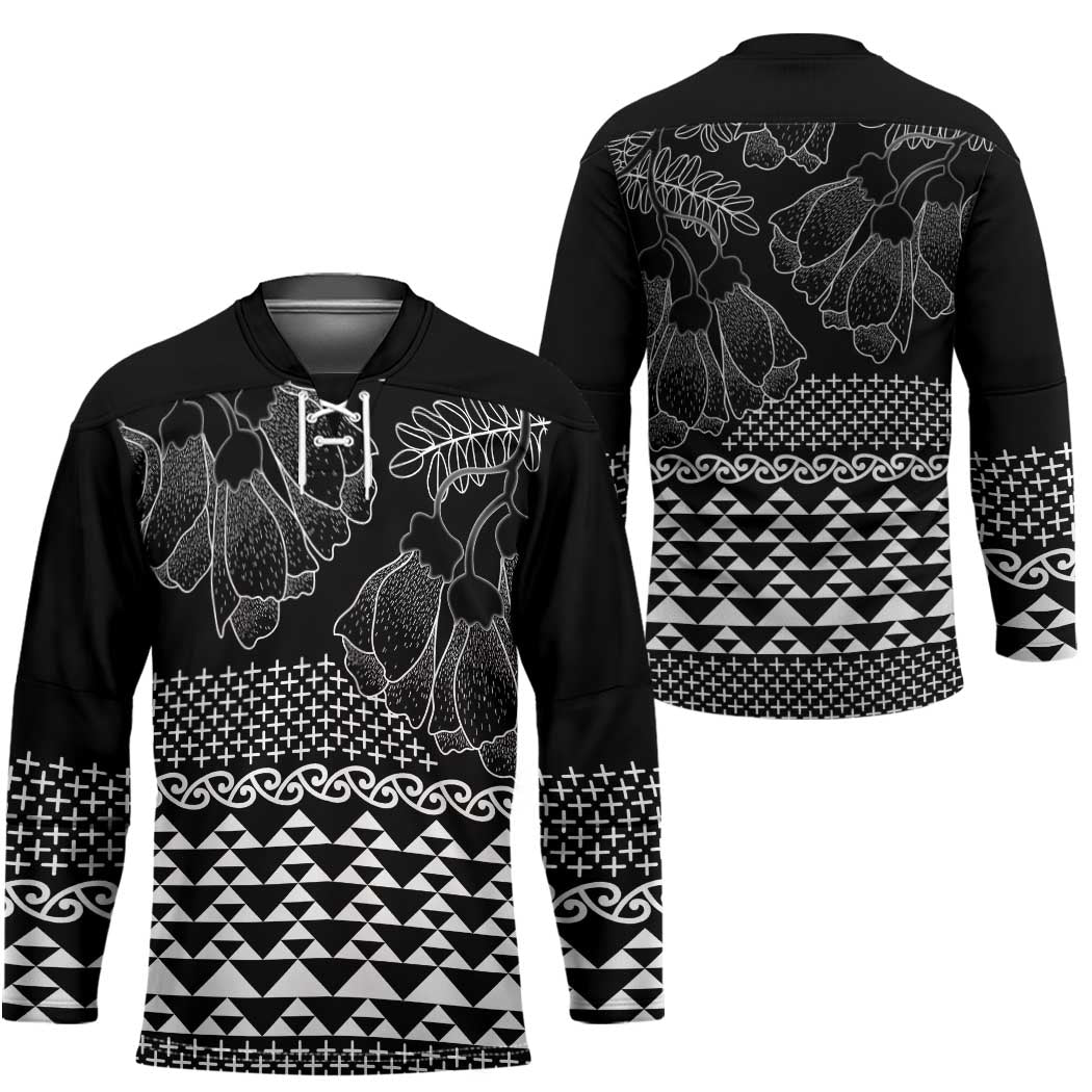 Black Taniko Kowhaiwhai Tukutuku Motif Hockey Jersey - Polynesian Pride