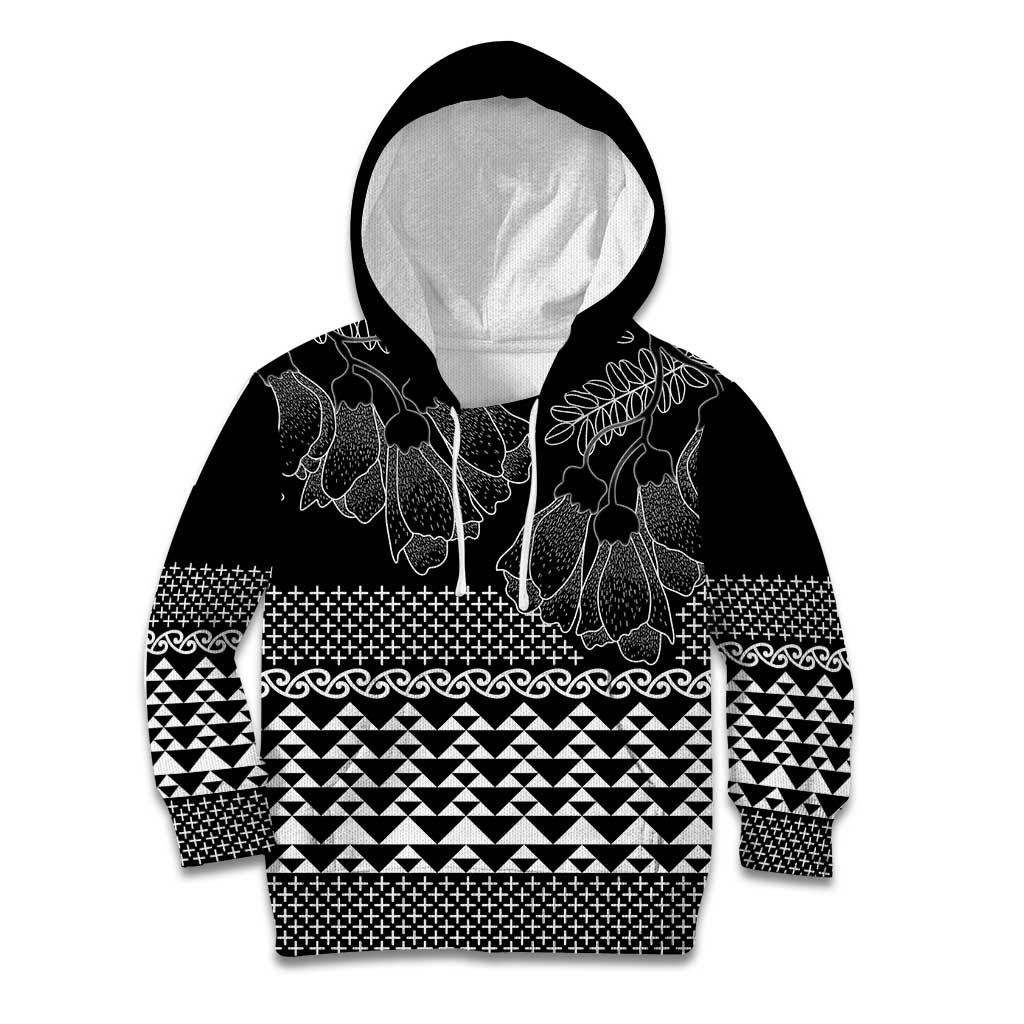 Black Taniko Kowhaiwhai Tukutuku Motif Kid Hoodie LT9 Hoodie Black - Polynesian Pride