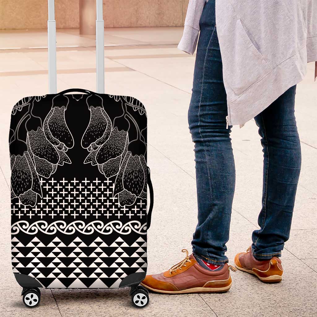 Black Taniko Kowhaiwhai Tukutuku Motif Luggage Cover LT9 Black - Polynesian Pride