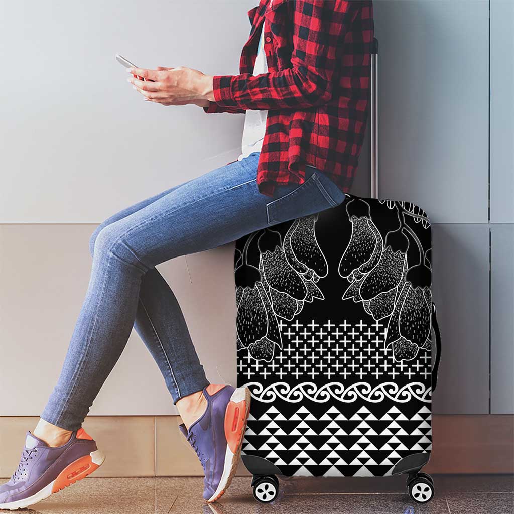 Black Taniko Kowhaiwhai Tukutuku Motif Luggage Cover LT9 - Polynesian Pride