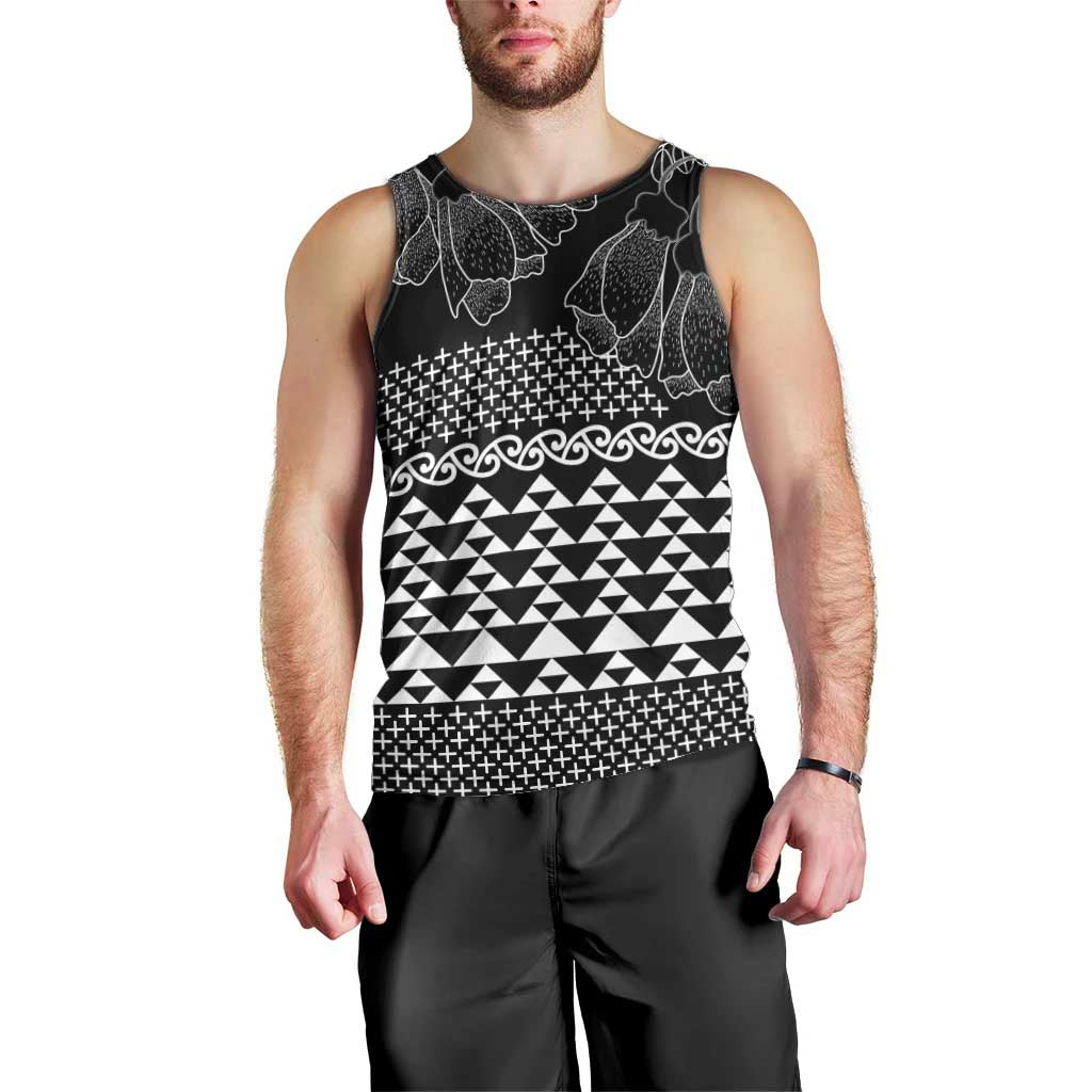 Black Taniko Kowhaiwhai Tukutuku Motif Men Tank Top