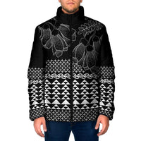 Black Taniko Kowhaiwhai Tukutuku Motif Padded Jacket - Polynesian Pride