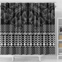 Black Taniko Kowhaiwhai Tukutuku Motif Shower Curtain LT9 - Polynesian Pride