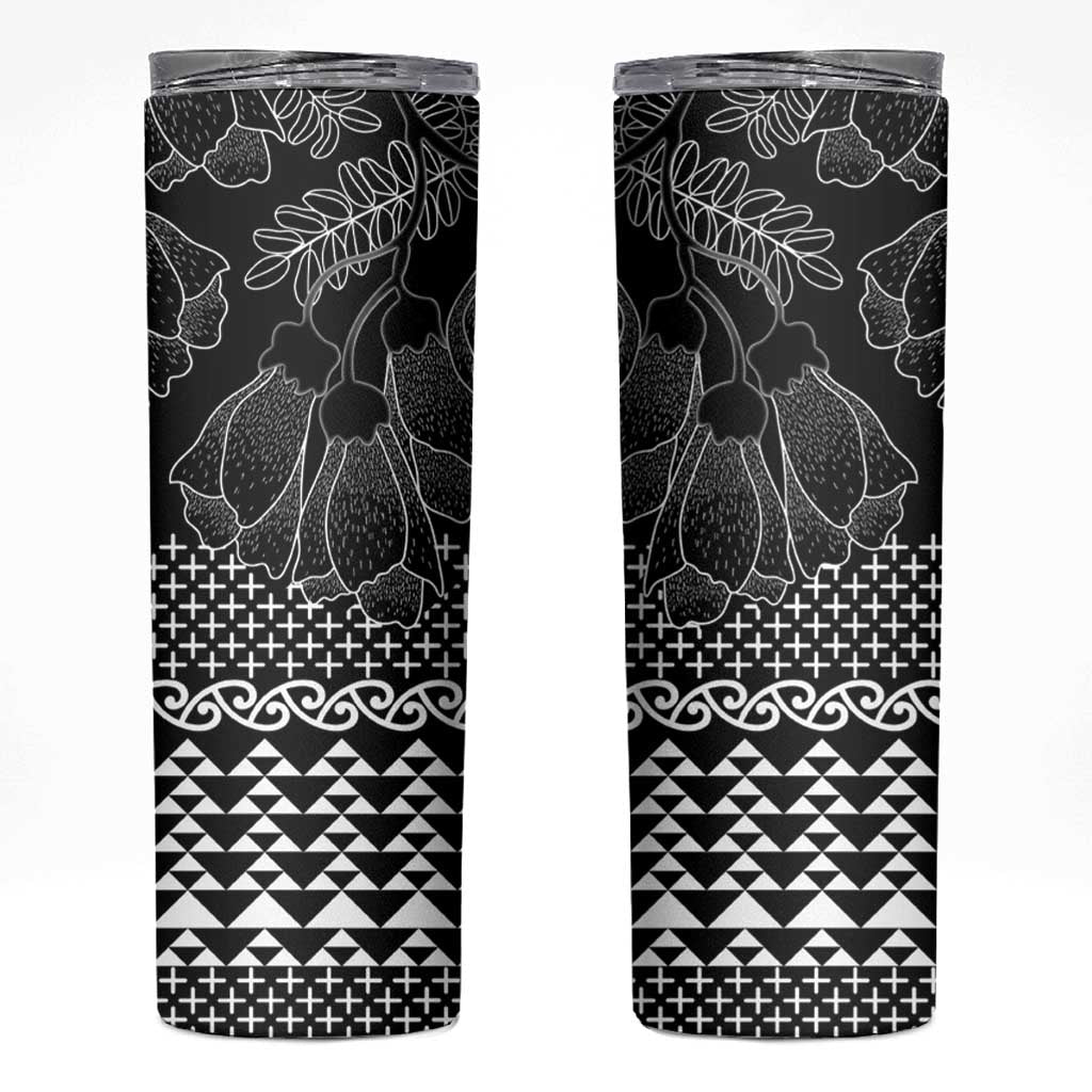 Black Taniko Kowhaiwhai Tukutuku Motif Skinny Tumbler LT9 Black - Polynesian Pride