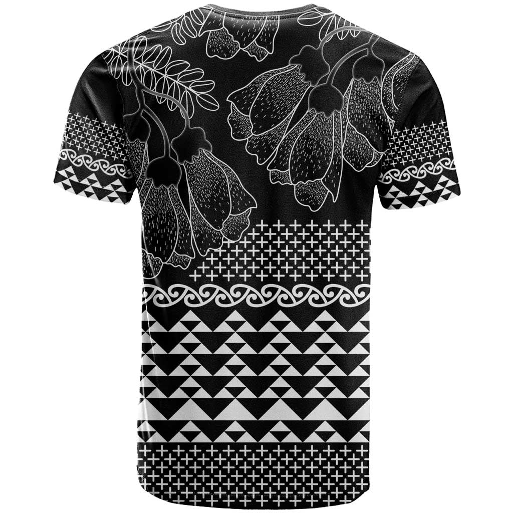 Black Taniko Kowhaiwhai Tukutuku Motif T Shirt