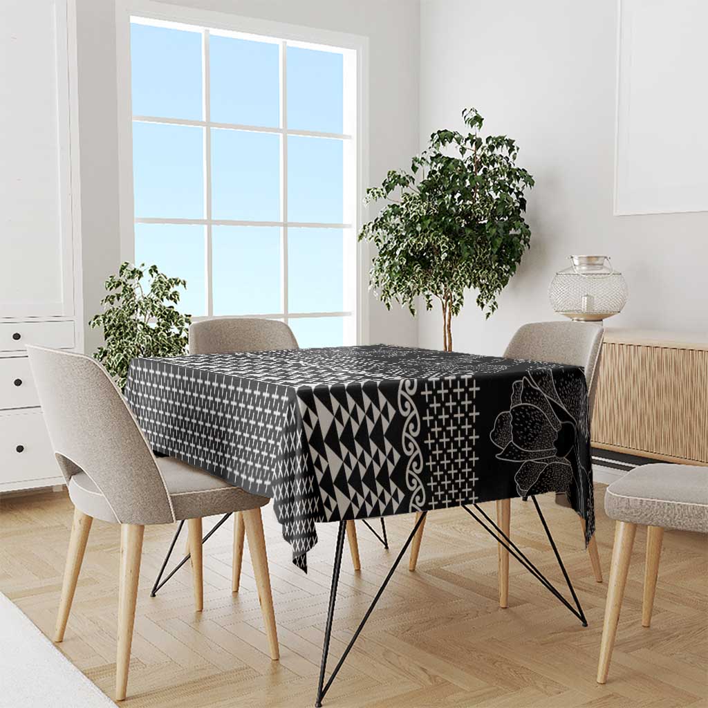 Black Taniko Kowhaiwhai Tukutuku Motif Tablecloth