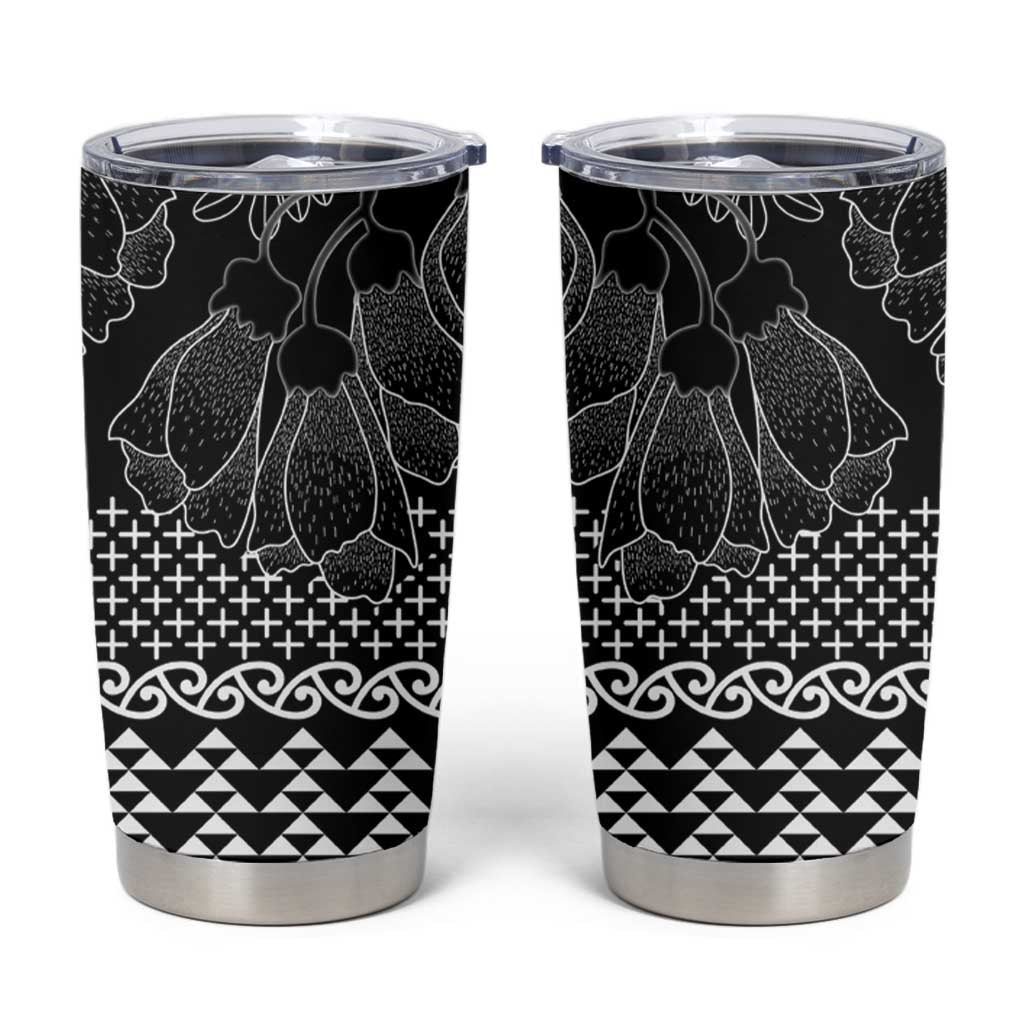 Black Taniko Kowhaiwhai Tukutuku Motif Tumbler Cup LT9 Black - Polynesian Pride