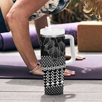 Black Taniko Kowhaiwhai Tukutuku Motif Tumbler With Handle