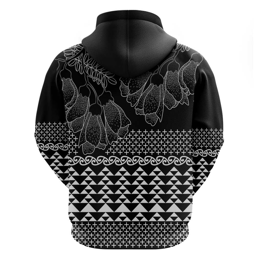 Black Taniko Kowhaiwhai Tukutuku Motif Zip Hoodie