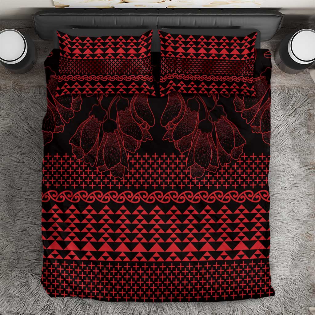 Red Taniko Kowhaiwhai Tukutuku Motif Bedding Set LT9 Red - Polynesian Pride