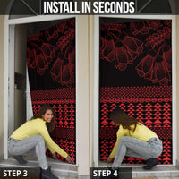 Red Taniko Kowhaiwhai Tukutuku Motif Door Cover - Polynesian Pride